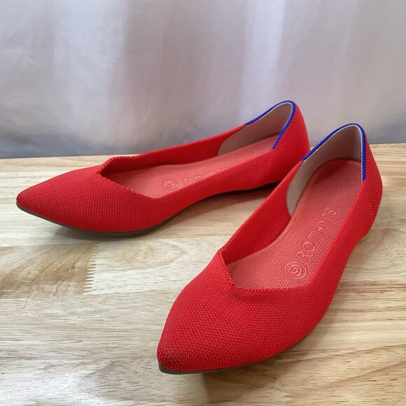 Rothy's "The Point" Pointed Toe Red Slip On Flats Shoes Women’s 7.5 Pre Owned - Picture 9 of 11